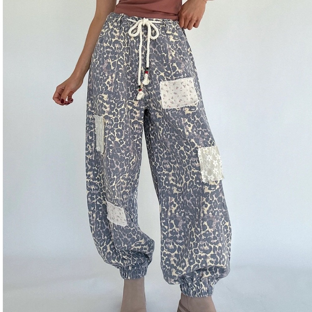 POL Womens Boho Leopard Patchwork Jogger Pants Sm… - image 1